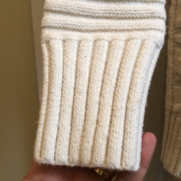 L. L. Bean Fisherman’s Mixed Stitch Cowlneck Sweater White L - Picture 8 of 11